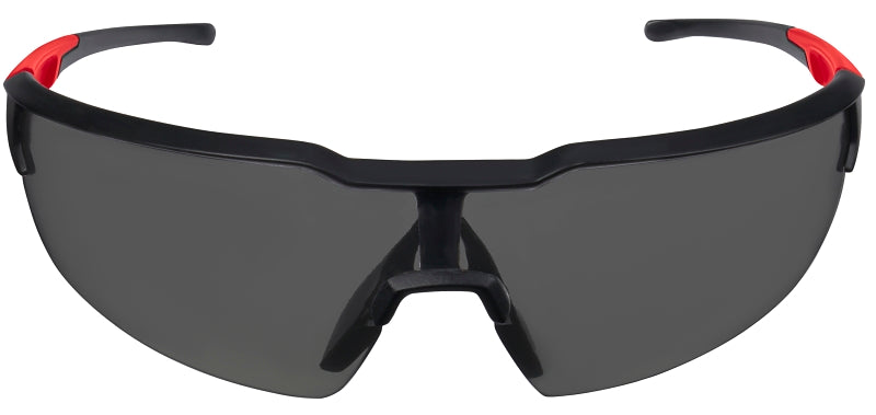 Milwaukee 48-73-2015 Safety Glasses, Unisex, Scratch-Resistant Lens, Polycarbonate Lens, Plastic Frame, Black/Red Frame