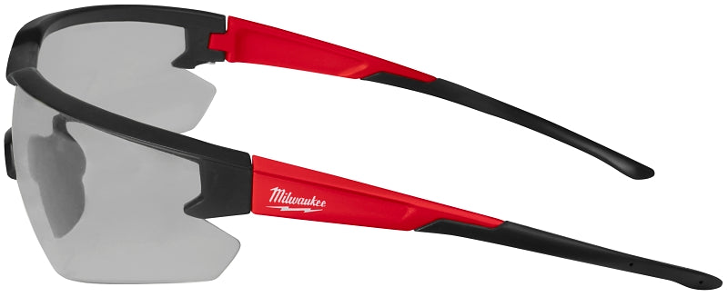 Milwaukee 48-73-2105 Safety Glasses, Unisex, Scratch-Resistant Lens, Polycarbonate Lens, Plastic Frame, Black/Red Frame