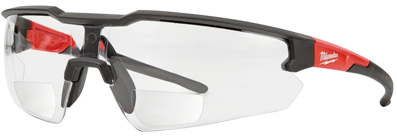 Milwaukee 48-73-2204 Safety Glasses, Unisex, Scratch-Resistant Lens, Polycarbonate Lens, Plastic Frame, Black/Red Frame