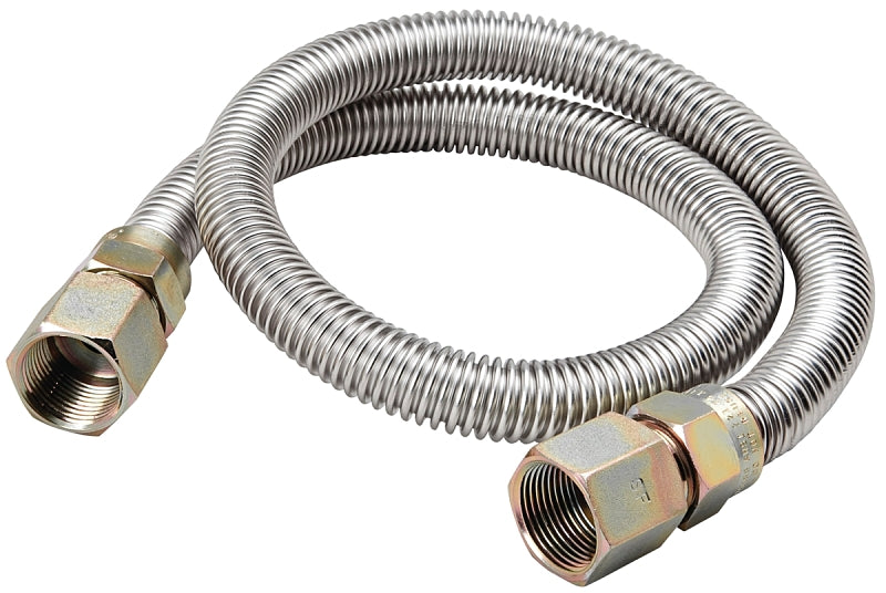 B & K G012SS151536RP Gas Connector, 3/4 in, FIP, Stainless Steel, 36 in L, 5/8 in OD