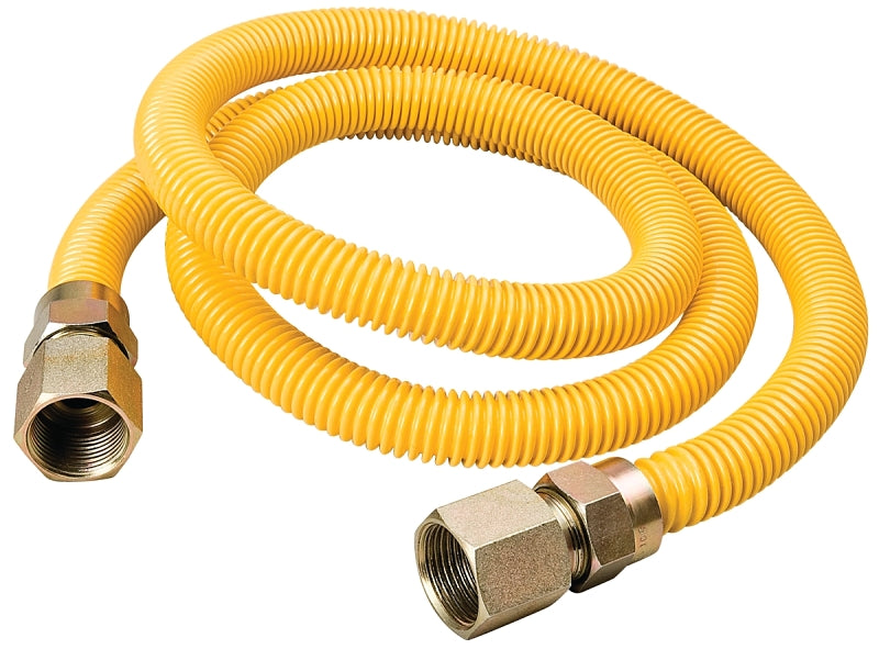 B & K ProLine Series G012YE151536RP Gas Connector, 3/4 in, FIP, Stainless Steel, Epoxy-Coated, 36 in L, 5/8 in OD