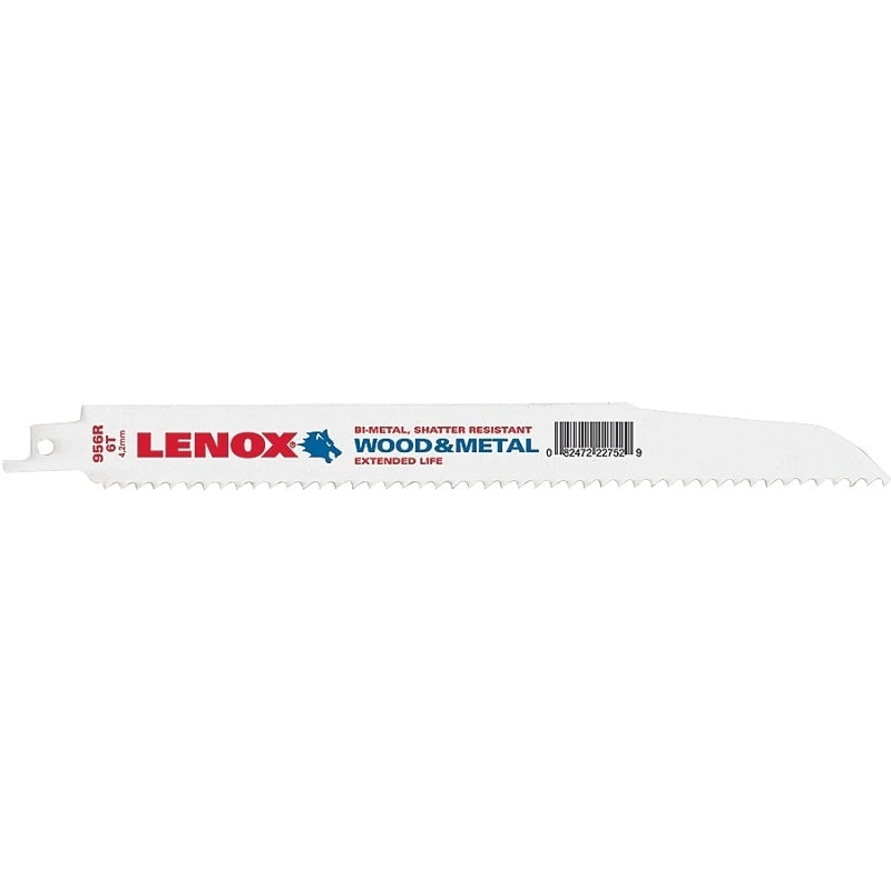 Lenox 22752OSB956R Series Reciprocating Saw Blade, Applicable Materials: Nail-Embedded Wood, Non-Ferrous Metal, 9 in L, Pack of 50