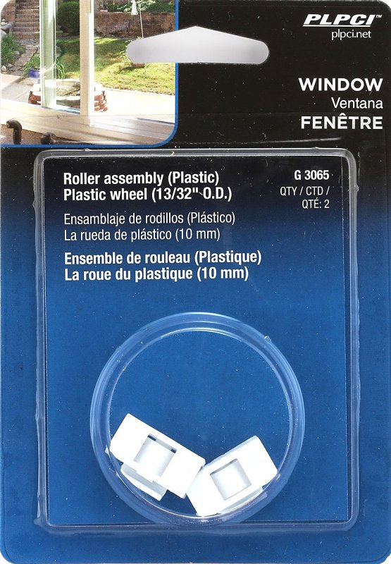 Prime-Line G 3065 Roller Assembly, 3/8 in W, 7/8 in L, Nylon/Plastic, White