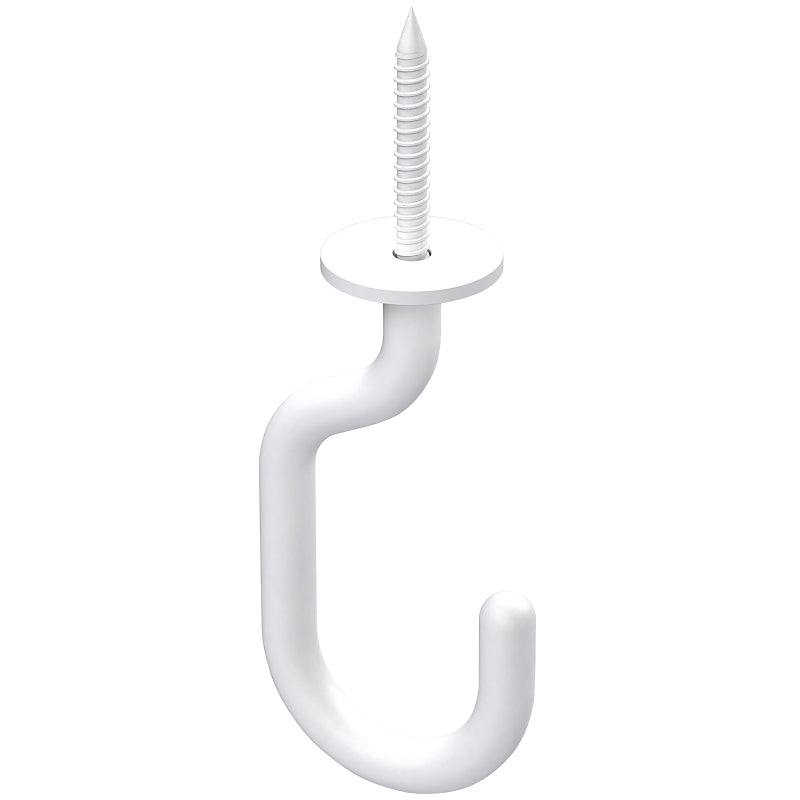 National Hardware Modern Series N275-525 J-Hook, 1-23/32 in L, 4-27/32 in H, Steel, White, Ceiling