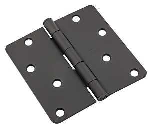 National Hardware 512 Series N830-432 Door Butt Hinge, 1/4 in Corner Radius, Black, 4 in H Frame Leaf, Steel