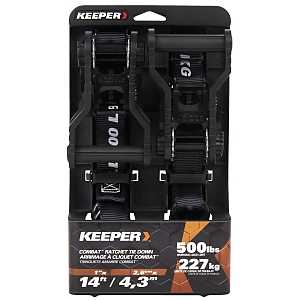 Keeper 85454 Tie-Down, Combat Ratchet Adjustment, 1 in W, 14 ft L, Black, 500 lb Working Load, S-Hook End, 2/PK