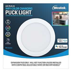 Westek PIP-RGB-A WiFi Motion and RF Remote Controlled Puck Light, 120 V, 3.5 W, 3-Lamp, LED Lamp, 300 Lumens