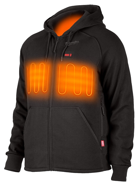 Milwaukee M12 306B-21-XL Heated Hoodie Kit, XL, Men's, Fits to Chest Size: 44 to 46 in, Cotton/Polyester, Black