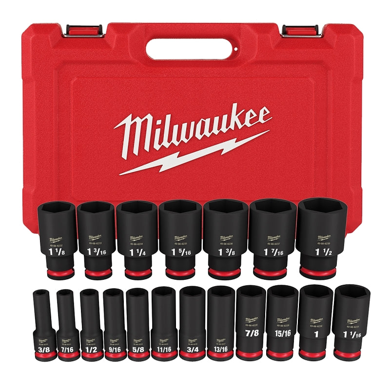 Milwaukee SHOCKWAVE Impact Duty 49-66-7012 Deep Socket Set, Chrome Molybdenum Steel, Black