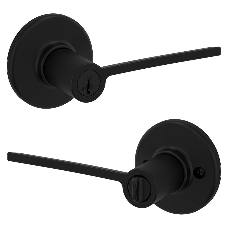 Kwikset 405LRL RDT SMT 51 Entry Lever, Matte Black, Zinc, Residential, Re-Key Technology: SmartKey, 3 Grade