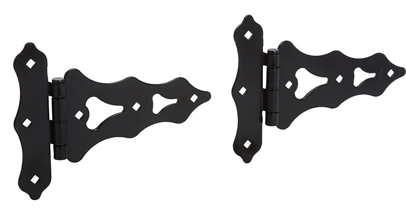 National Hardware Ornamental N109-032 Series T-Hinge, 7-1/2 in Frame Height, 8 in Frame Width, Steel, Black