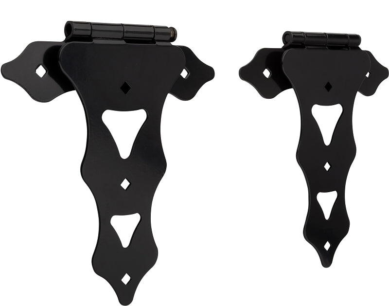 National Hardware Ornamental N109-034 Series T-Hinge, 9-3/8 in Frame Height, 10 in Frame Width, Steel, Black