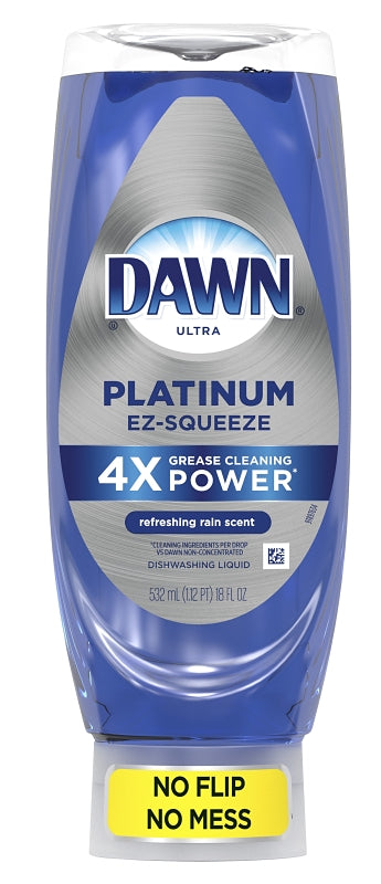 Dawn Platinum EZ-Squeeze 00207 Dish Soap, 18 fl-oz Bottle, Liquid, Refreshing Rain, Blue