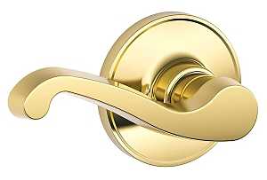 Schlage J Series J10V LAS 605 Passage Lever, Mechanical Lock, Bright Brass, Metal, Residential, 3 Grade