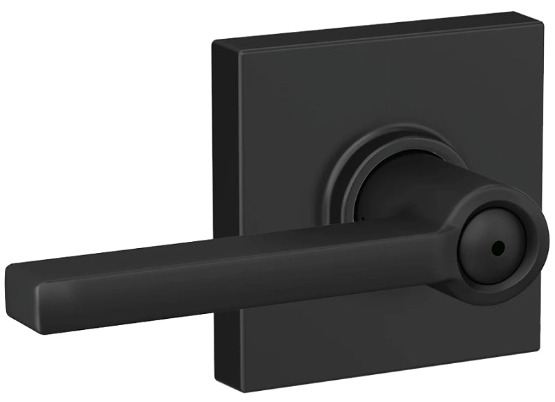 Schlage F Series F40 LAT 622 COL Privacy Lever, Mechanical Lock, Matte Black, Metal, Residential, 2 Grade, ADA Compliant
