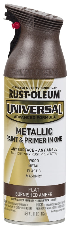 Universal 271472 Spray Paint, Flat, Metallic, Amber, 11 oz, Can