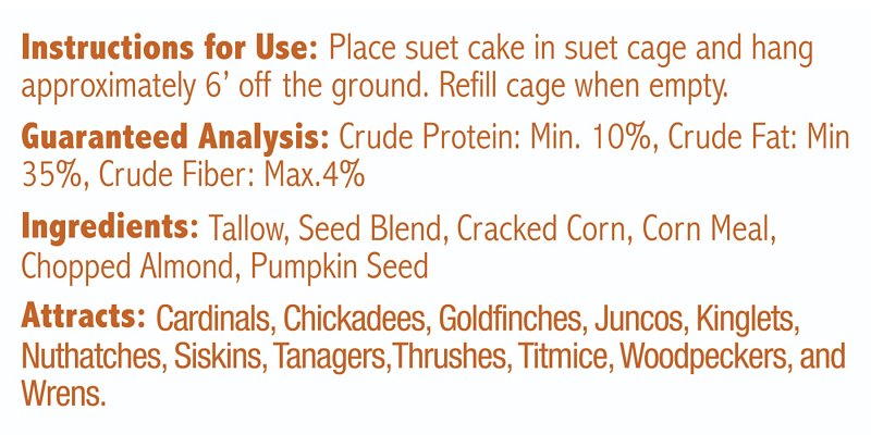 Heath DDC7-12 Cracked Corn Crafted Suet Cake, 11.75 oz, Pumpkin
