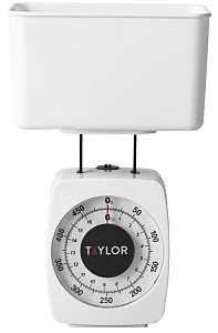 Taylor 37204014T Mechanical Food Scale, 1 lb Capacity, White, g, oz