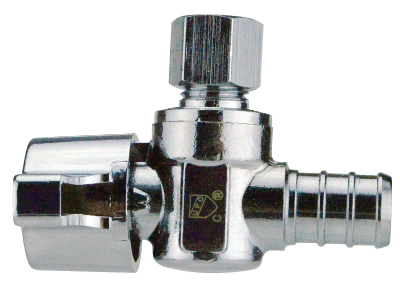Apollo Valves APXVA1214C Angle Stop Valve, 1/2 x 1/4 in Connection, Barb x Compression, 200 psi Pressure, Brass Body