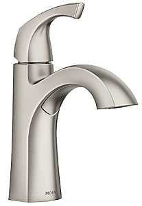 Moen Lindor Series 84505SRN Lavatory Faucet, 1.2 gpm, 1-Handle, Metal, Brushed Nickel, 4 in Faucet Centers