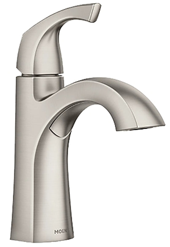 Moen Lindor Series 84505SRN Lavatory Faucet, 1.2 gpm, 1-Handle, Metal, Brushed Nickel, 4 in Faucet Centers
