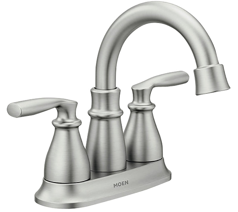 Moen Hilliard Series 84537SRN Bathroom Faucet, 1.2 gpm, 2 -Faucet Handle, 3 -Faucet Hole, Brass/Metal, Brushed Nickel
