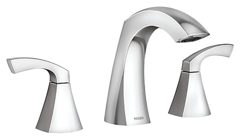Moen Lindor Series 84504 Widespread Bathroom Faucet, 1.2 gpm, 2-Faucet Handle, 3-Faucet Hole, Metal, Chrome