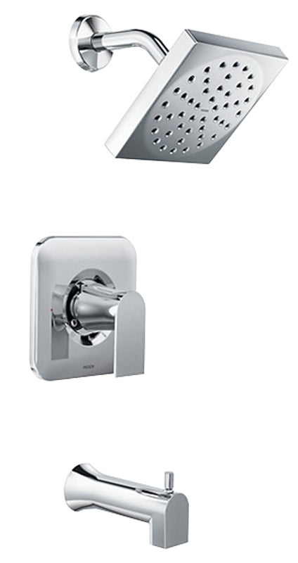 Moen 82760 Tub and Shower Faucet, 1.75 gpm Showerhead, 1-Spray Setting, Diverter Tub Spout, 1-Handle, Chrome-Plated