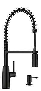 Moen Nori 87897BL Pre-Rinse Spring Kitchen Faucet, 1.5 gpm, 1-Handle, Metal, Matte Black, 2-Spray Function