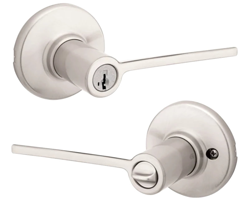 Kwikset 405LRL 15 SMT Entry Knob, Lever Handle, Satin Nickel, Zinc, Re-Key Technology: SmartKey, 3 Grade, ADA Compliant