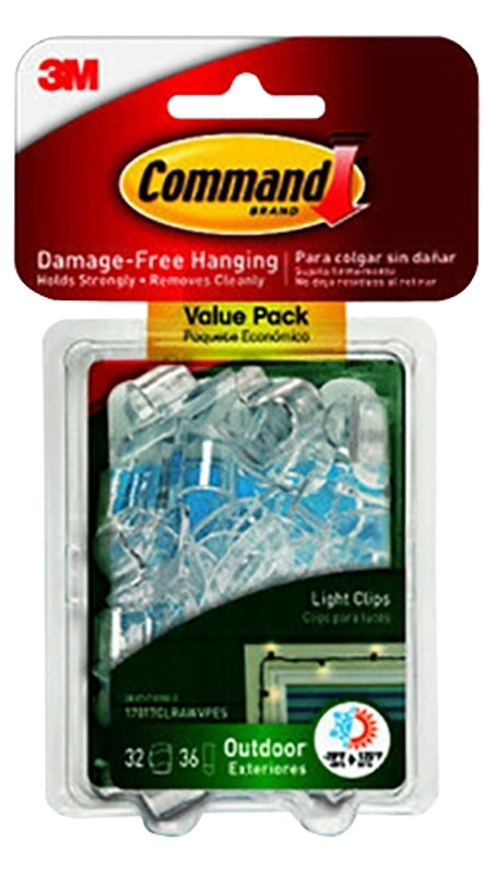 Command 17017CLRAWVPES Light Clip with Foam Strip, 1-1/4 in L x 3/4 in W x 1/2 in H Dimensions, Plastic, Clear