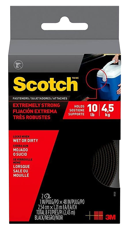 Scotch RF6741 Extreme Fastener, 1 in W, 4 ft L, Black, 10 lb