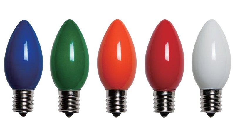 Santas Forest 25980 LED Filament Retro Replacement Bulb, Transparent, C9, Multi Color