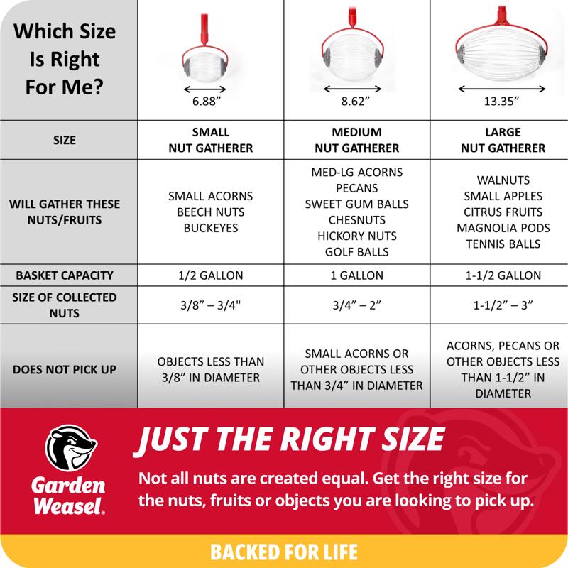 Garden Weasel Small 47.5 in. Steel Nut Gatherer Steel Handle