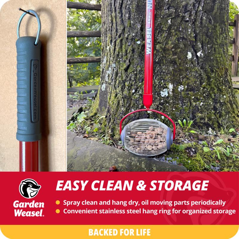 Garden Weasel Small 47.5 in. Steel Nut Gatherer Steel Handle