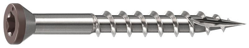 Camo 0353000DS Deck Screw, 0.163 in Thread, 1-5/8 in L, Trim Head, Sharp, Type-17 Point, 316 Stainless Steel, Dark Brown