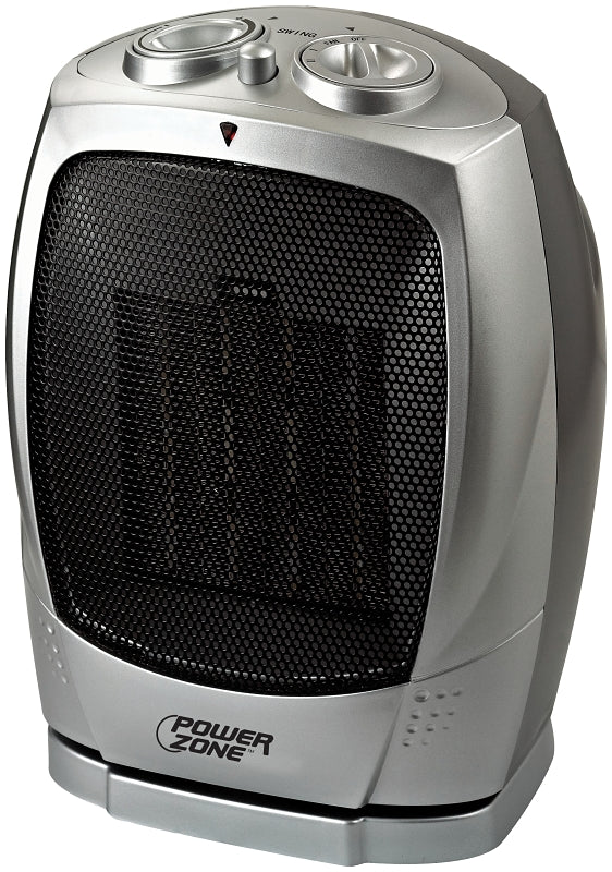 PowerZone PTC-903B Ceramic OSC Heater, 12.5 A, 120 V, 750 to 1500 W, 2-Heat Setting, Gray