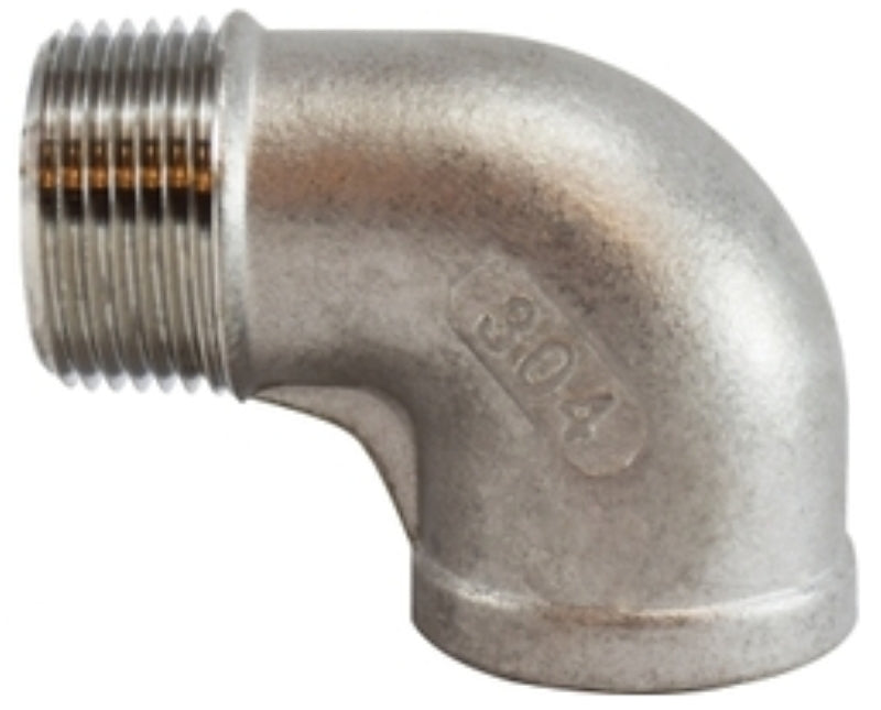 Anderson Metals 62163B Street Pipe Elbow, 1/2 in, Threaded, 90 deg Angle, 304 Stainless Steel, Galvanized