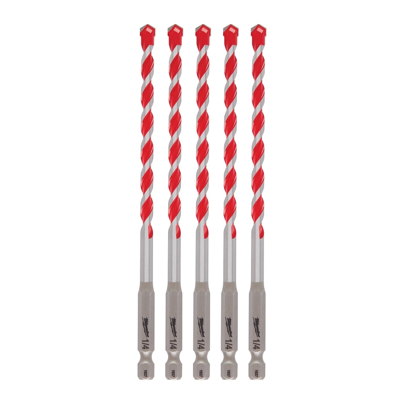 Milwaukee SHOCKWAVE 48-20-9162 Drill Bit, 1/4 in Dia, 6 in OAL, Precision Ground, Wide Flute, 1/4 in Dia Shank, Pack of 3