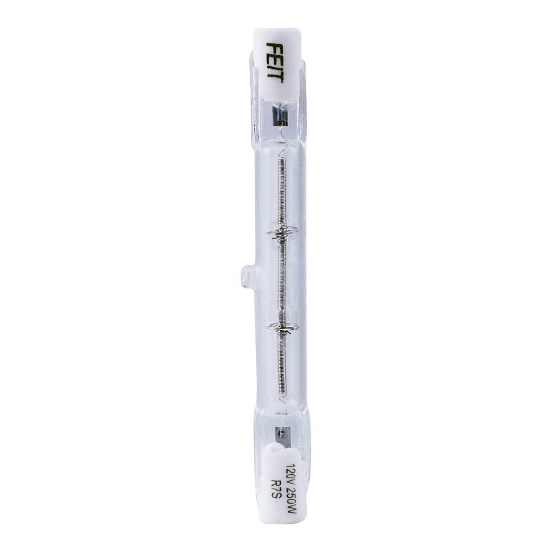 Feit Electric BPQ250T3/CL/S/2/TRP Halogen Bulb, 250 W, R7s Lamp Base, T3 Lamp, 4000 Lumens, 3000 K Color Temp