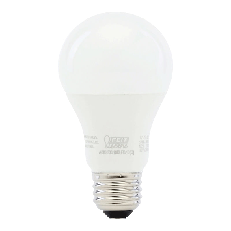 Feit Electric A800830/10KLED/ LED Bulb, General-Purpose, A19 Lamp, 60 W Equivalent, E26 Lamp Base, Soft White Light