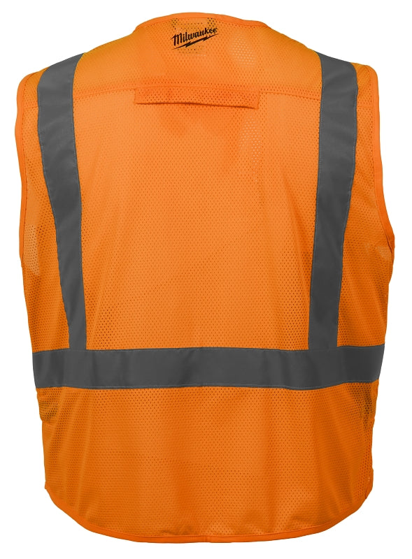 Milwaukee 48-73-5032 Safety Vest, L/XL, Men's, Fits to Chest Size: 42 to 46 in, Polyester, High-Visibility Orange