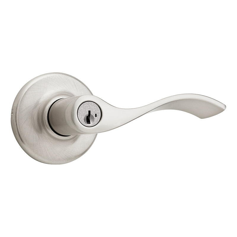 Kwikset 94050-673 Entry Door Lockset, Lever Handle, Satin Nickel, Zinc, KW1, SC1 Keyway, Re-Key Technology: SmartKey