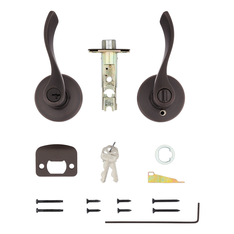 Kwikset 94050-674 Entry Door Lockset, Lever Handle, Venetian Bronze, Zinc, KW1 Keyway, Re-Key Technology: SmartKey