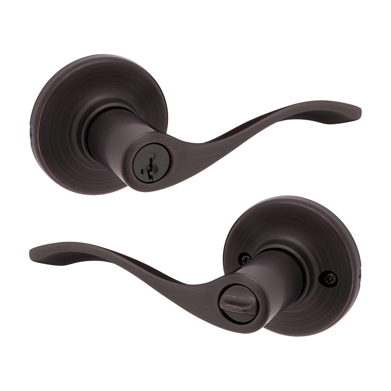 Kwikset 94050-674 Entry Door Lockset, Lever Handle, Venetian Bronze, Zinc, KW1 Keyway, Re-Key Technology: SmartKey
