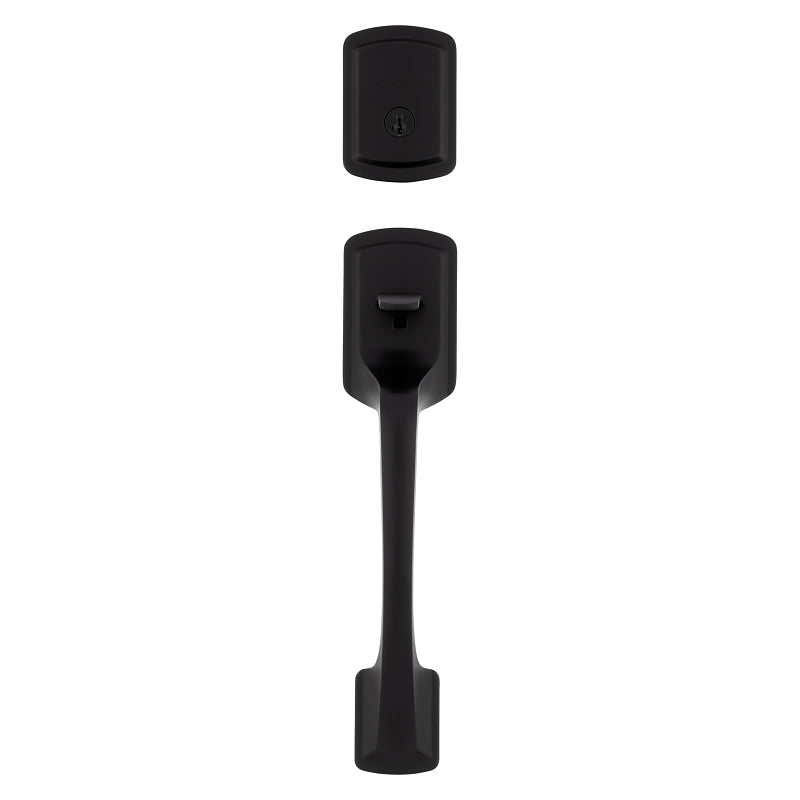 Kwikset 98180-026 Entry Handleset, Matte Black, Metal, KW1 Keyway, Residential, Grade 3 Grade, Left, Right Hand