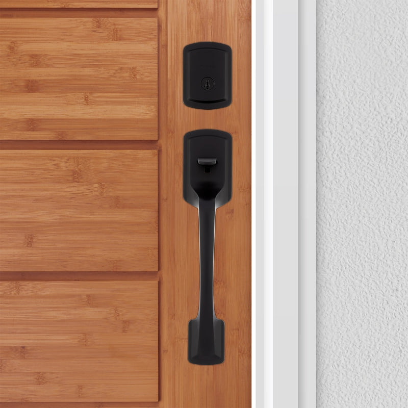 Kwikset 98180-026 Entry Handleset, Matte Black, Metal, KW1 Keyway, Residential, Grade 3 Grade, Left, Right Hand