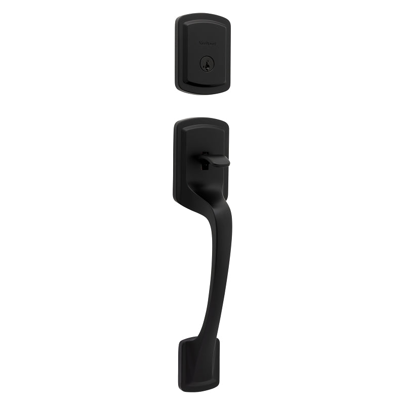 Kwikset 98180-026 Entry Handleset, Matte Black, Metal, KW1 Keyway, Residential, Grade 3 Grade, Left, Right Hand