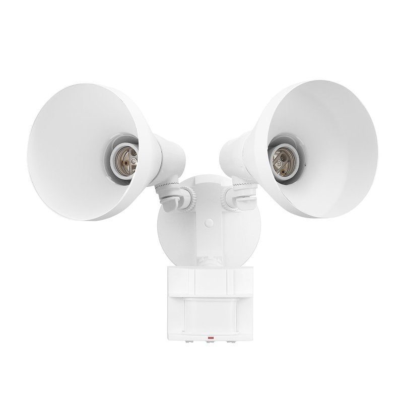 globe 17000138 Security Flood Light, 2 -Lamp, Plastic Fixture, White Fixture