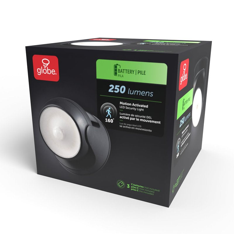 globe 17000183 Security Orb Light, LED Lamp, Daylight, 250 Lumens, 4000 K Color Temp, Black Fixture, Pack of 4
